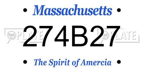 274B27 Massachusetts License Plate