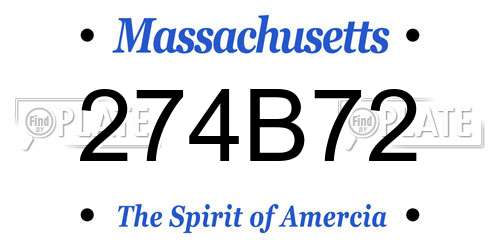 274B72 Massachusetts License Plate