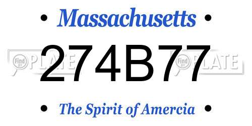 274B77 Massachusetts License Plate