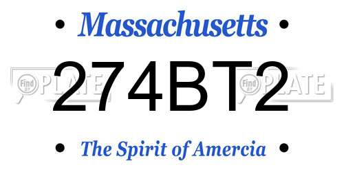 274BT2 Massachusetts License Plate