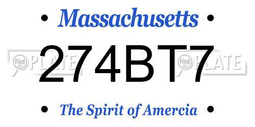 274BT7 Massachusetts License Plate