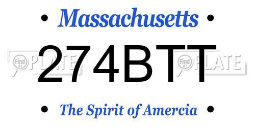 274BTT Massachusetts License Plate