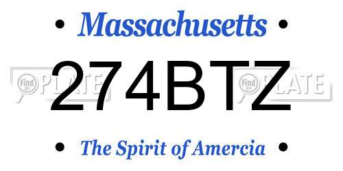 274BTZ Massachusetts License Plate