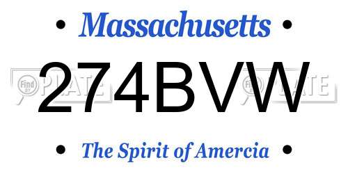 274BVW Massachusetts License Plate