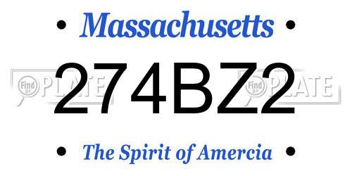 274BZ2 Massachusetts License Plate