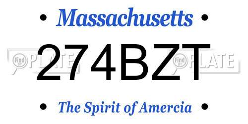 274BZT Massachusetts License Plate