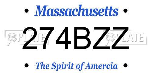 274BZZ Massachusetts License Plate