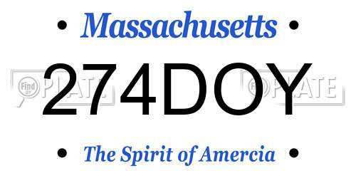 274DOY Massachusetts License Plate