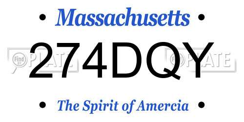274DQY Massachusetts License Plate