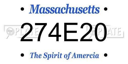 274E20 Massachusetts License Plate