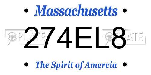 274EL8 Massachusetts License Plate