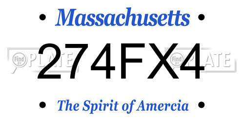 274FX4 Massachusetts License Plate