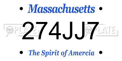 274JJ7 Massachusetts License Plate
