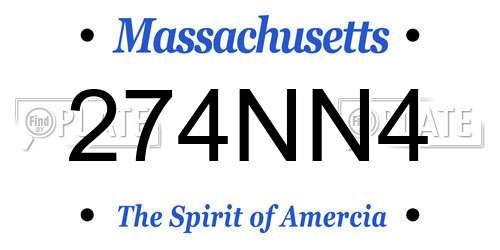 274NN4 Massachusetts License Plate