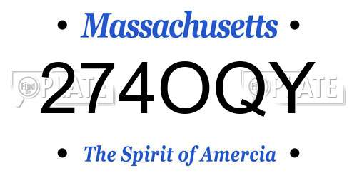 274OQY Massachusetts License Plate