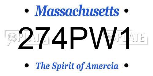 274PW1 Massachusetts License Plate