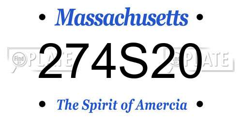 274S20 Massachusetts License Plate