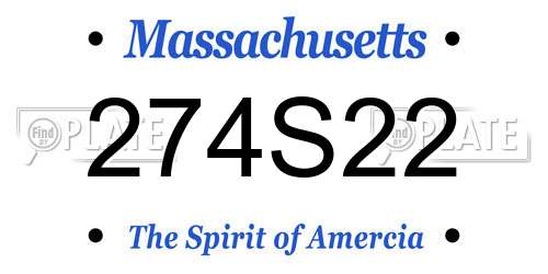 274S22 Massachusetts License Plate