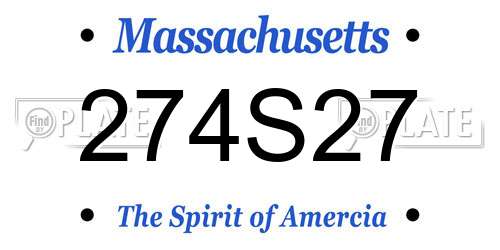 274S27 Massachusetts License Plate