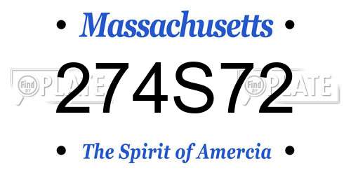 274S72 Massachusetts License Plate