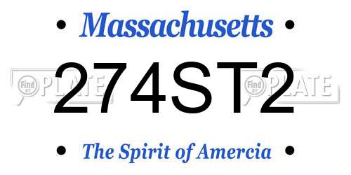 274ST2 Massachusetts License Plate