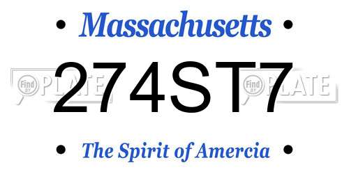 274ST7 Massachusetts License Plate