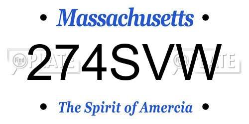 274SVW Massachusetts License Plate