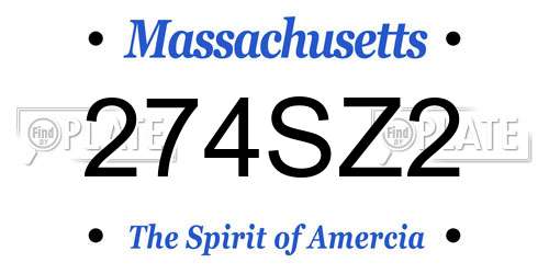 274SZ2 Massachusetts License Plate
