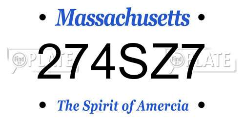 274SZ7 Massachusetts License Plate