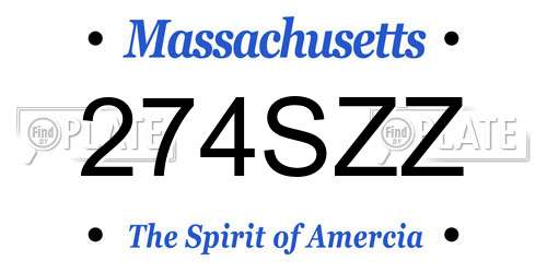 274SZZ Massachusetts License Plate