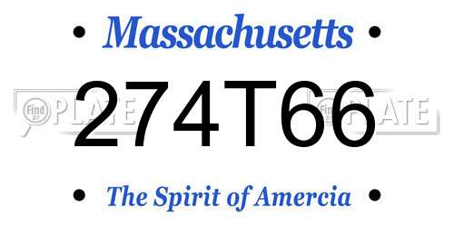 274T66 Massachusetts License Plate
