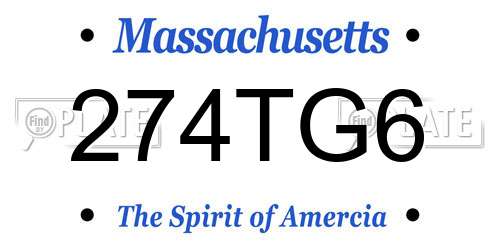 274TG6 Massachusetts License Plate