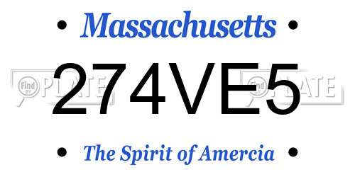 274VE5 Massachusetts License Plate