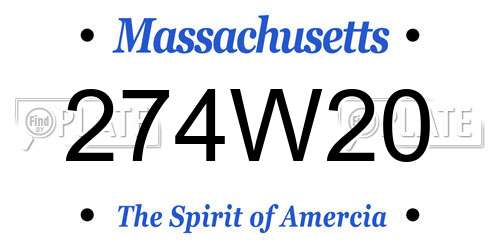 274W20 Massachusetts License Plate