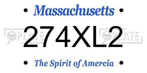 274XL2 Massachusetts License Plate