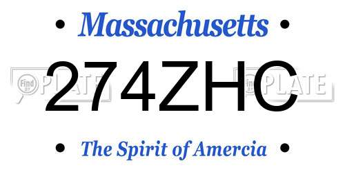 274ZHC Massachusetts License Plate