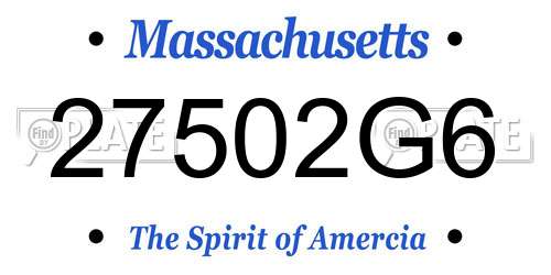 27502G6 Massachusetts License Plate