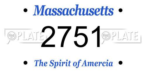 2751 Massachusetts License Plate