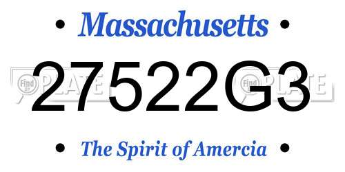27522G3 Massachusetts License Plate
