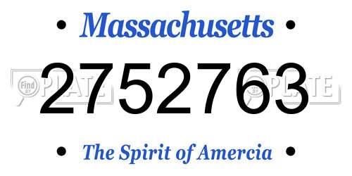 2752763 Massachusetts License Plate
