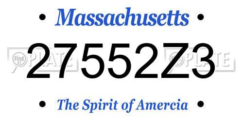 27552Z3 Massachusetts License Plate