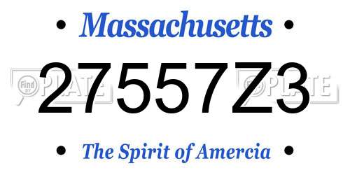 27557Z3 Massachusetts License Plate
