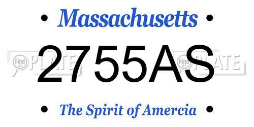 2755AS Massachusetts License Plate