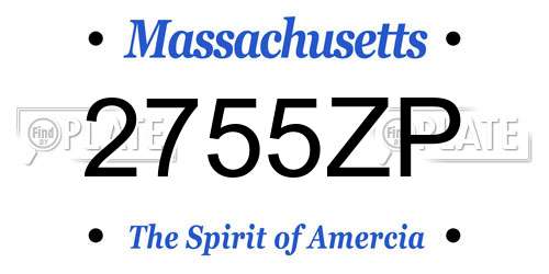 2755ZP Massachusetts License Plate