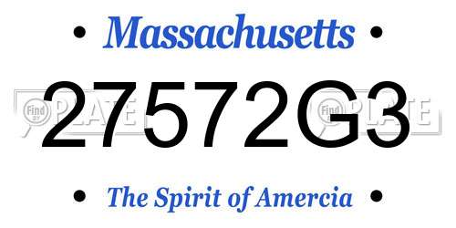 27572G3 Massachusetts License Plate