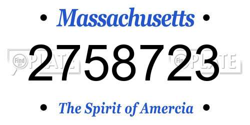 2758723 Massachusetts License Plate