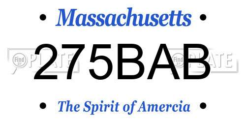 275BAB Massachusetts License Plate