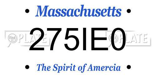 275IE0 Massachusetts License Plate