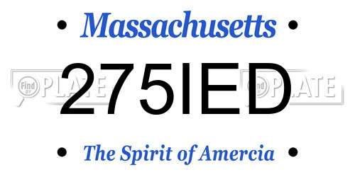 275IED Massachusetts License Plate
