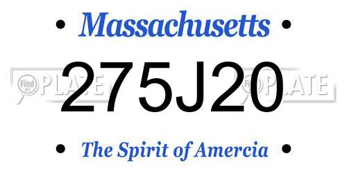 275J20 Massachusetts License Plate